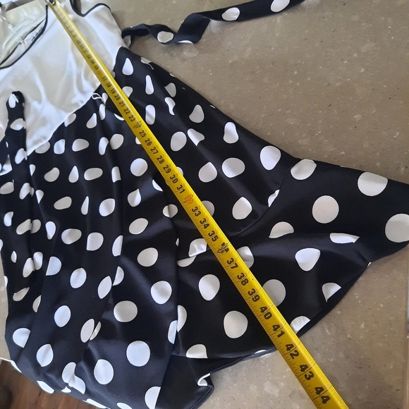 Shelby & Palmer Retro Polka-dot Dress Black White Side Sash Women's Size 14 - Picture 8 of 10